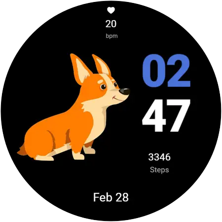 Corgi Cycle watch face preview