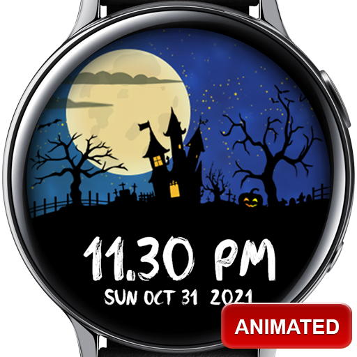 Samsung Galaxy Watch watch faces | Galaxywatchfaces.com | Veertualia /wearable | Halloween animated watch face - Haunted